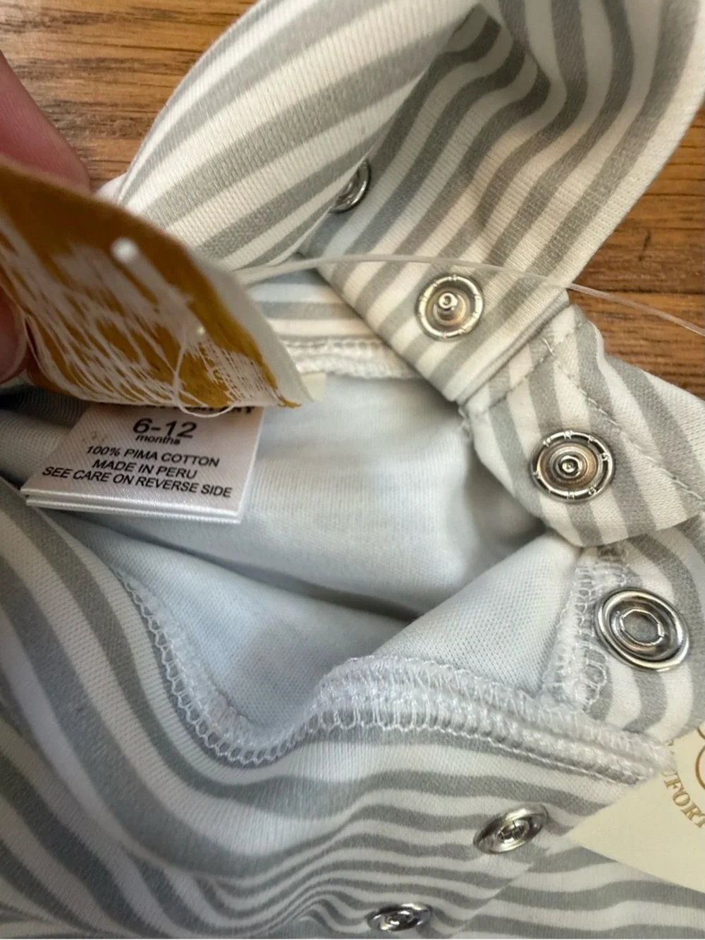 The Beaufort Bonnet Co Tatum's Turtleneck Onesie Grantley Gray Stripe NWT 6-12